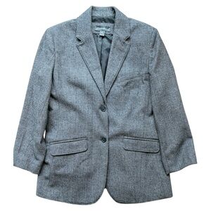 Eddie Bauer Wool Classic Wool Stone Gray Textured Blazer Woman’s Tall Sz 14 NWOT